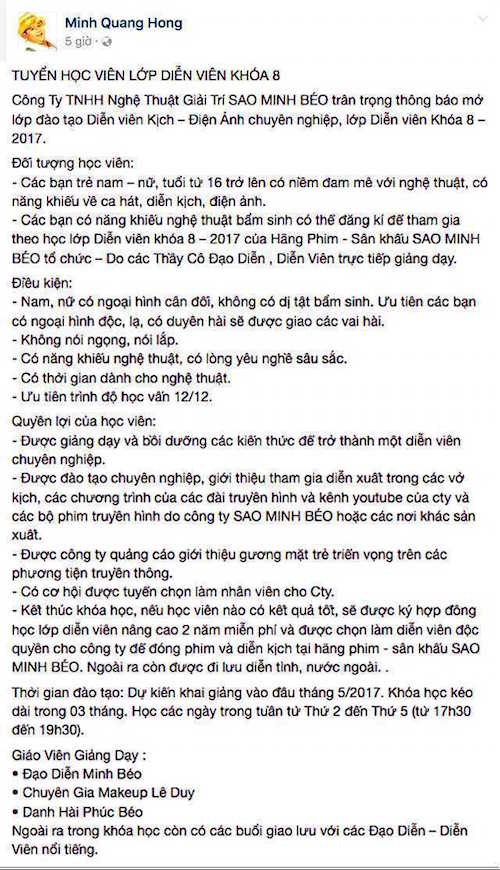 Cư dân mạng bất bình khi Minh Béo đăng tuyển học viên ảnh 1